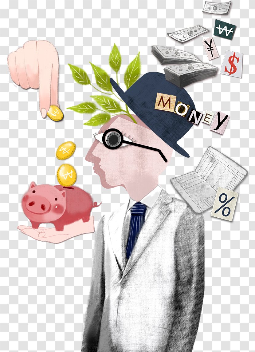 Illustration - Designer - Business Men And Piggy Bank Transparent PNG