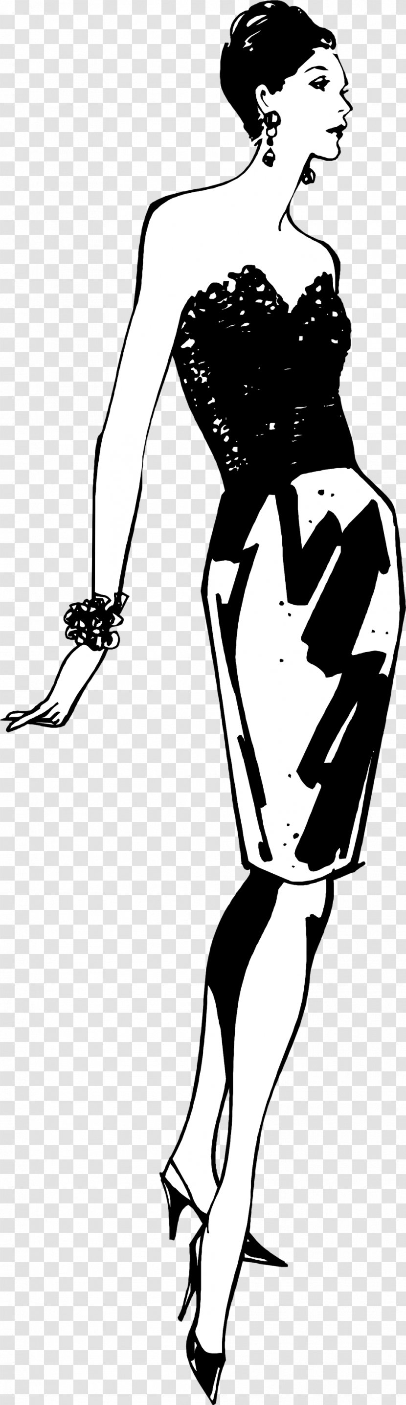 Clothing Line Art Monochrome Photography - Cartoon - Glamour Clipart Transparent PNG