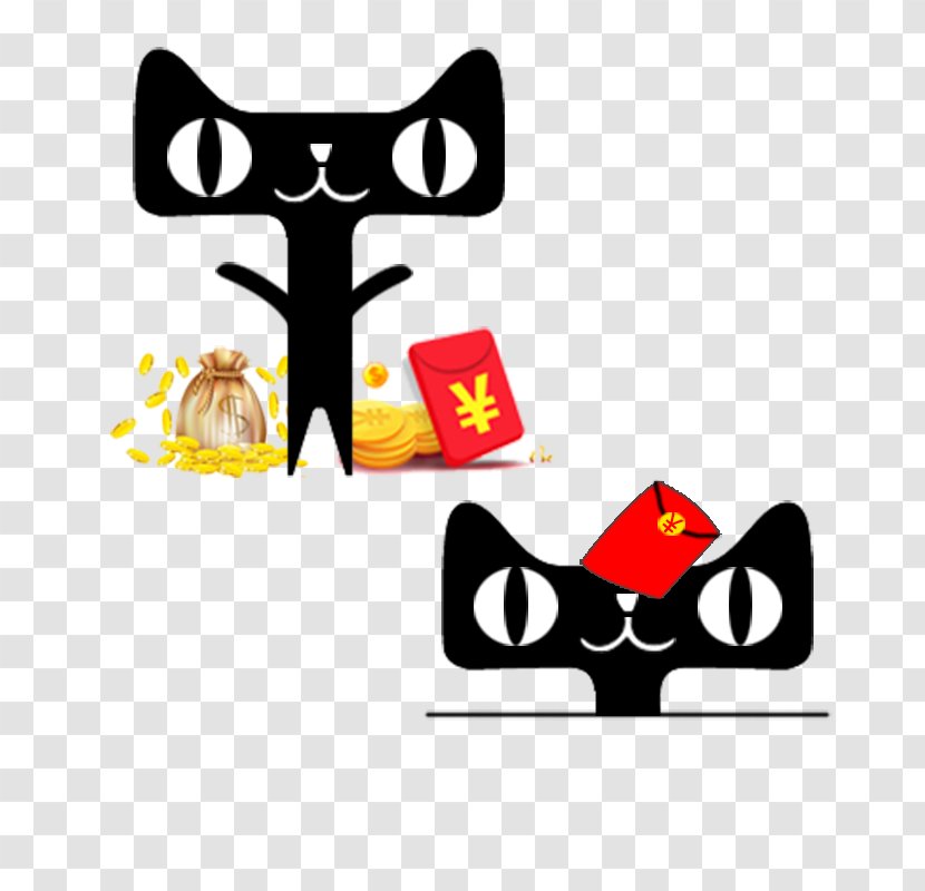 China Tmall Logo E-commerce Taobao - Mammal - Day Cat Red Envelope Transparent PNG