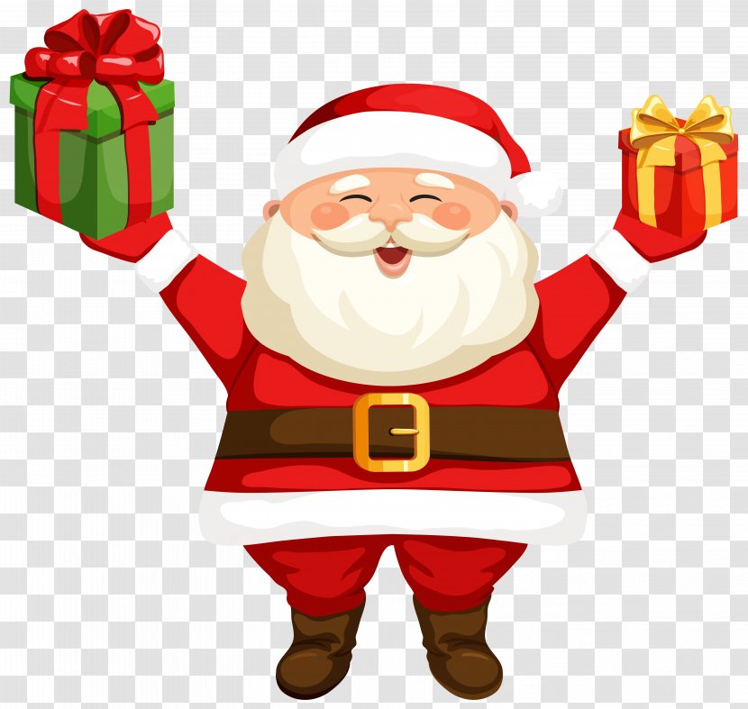 Santa Claus Rudolph Clip Art - Christmas Decoration - With Gifts Clipart Image Transparent PNG