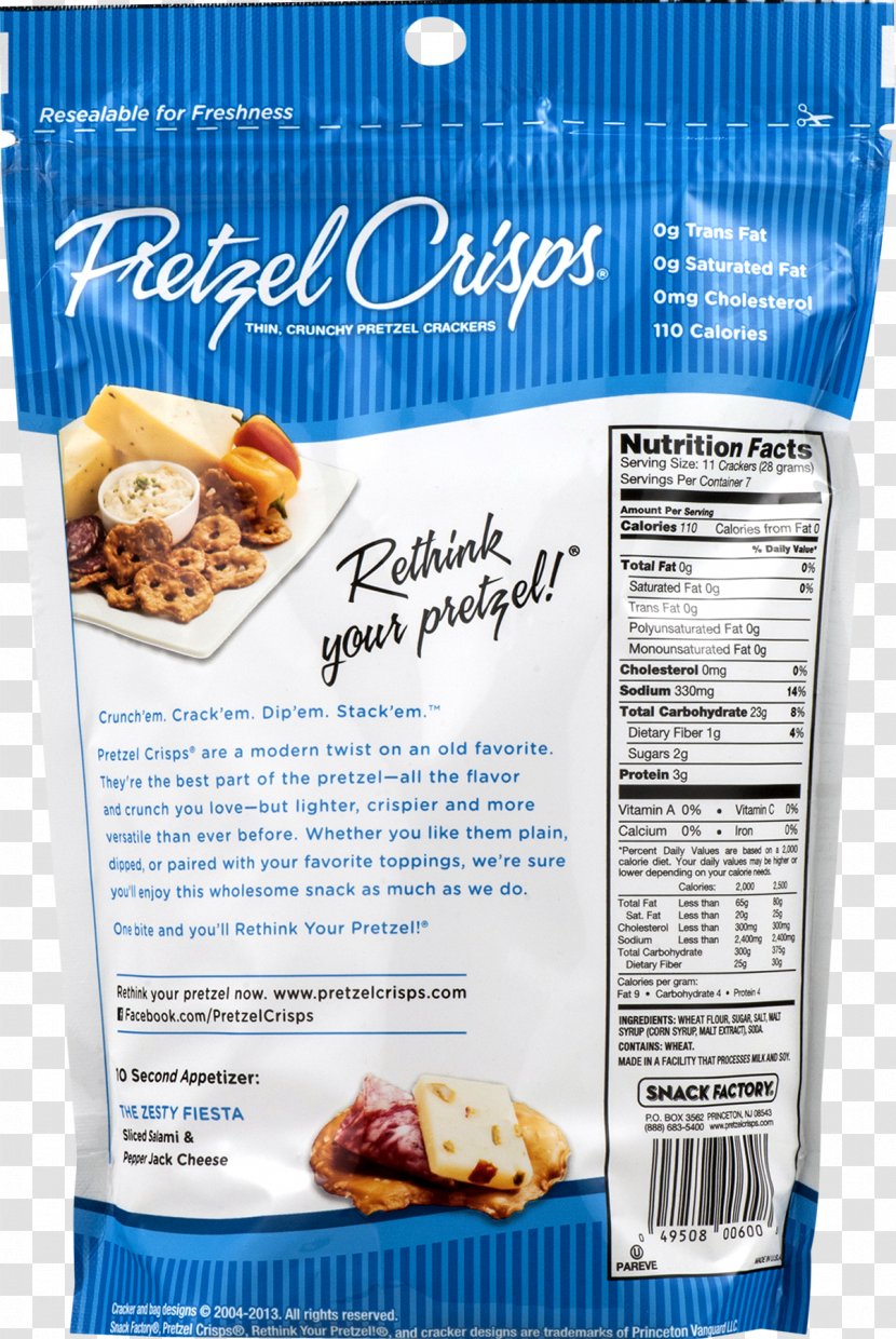 Pretzel Potato Chip Nutrition Facts Label Ingredient Food - Bagel Transparent PNG