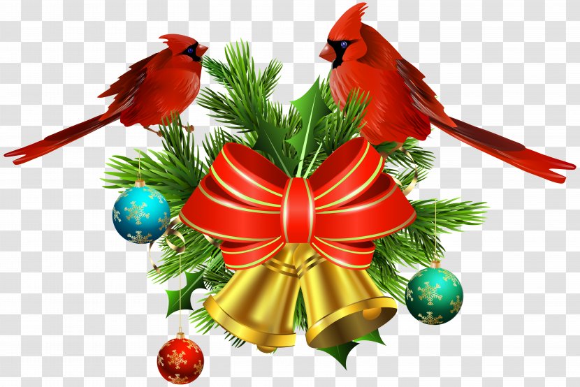 Christmas Ornament Decoration Tree Clip Art - Jingle Bell - Bells And Birds Decor Transparent Transparent PNG