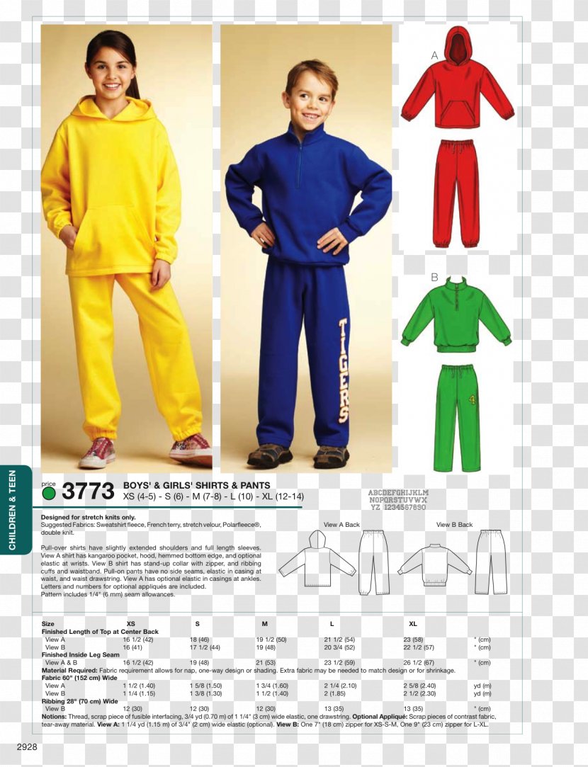 Tracksuit T-shirt Clothing Sizes Pattern - Sewing Transparent PNG