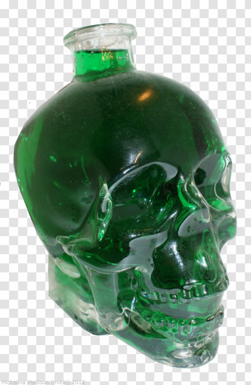 Distilled Beverage Liqueur Glass Bottle - Bone - Hand-painted Skull Transparent PNG