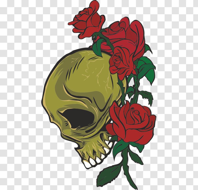 Garden Roses Skull Sticker Artikel - Tattoo Transparent PNG
