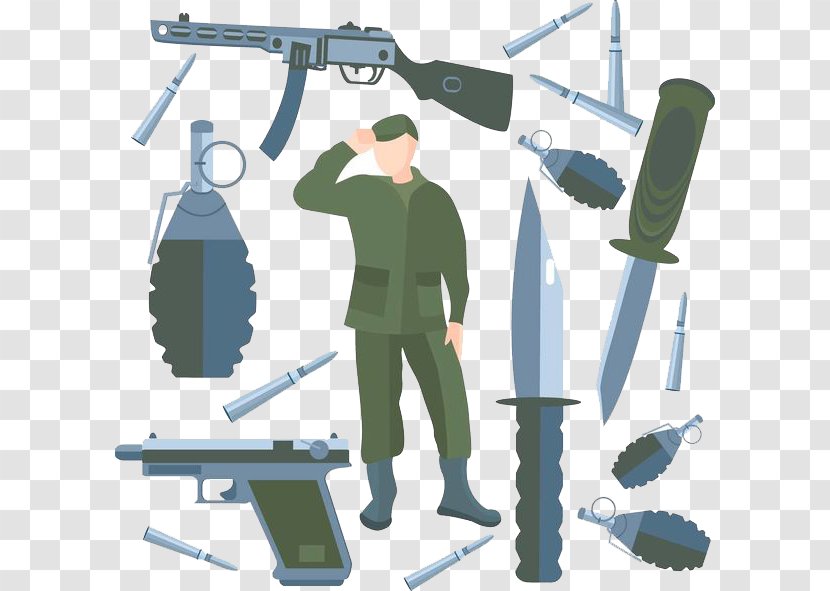 Knife Weapon Soldier Cartoon - Bayonet - A Saluted In Equipment Transparent PNG