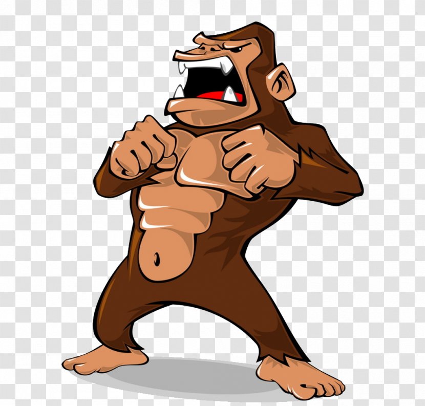 Gorilla Ape Cartoon Illustration - Angry Transparent PNG
