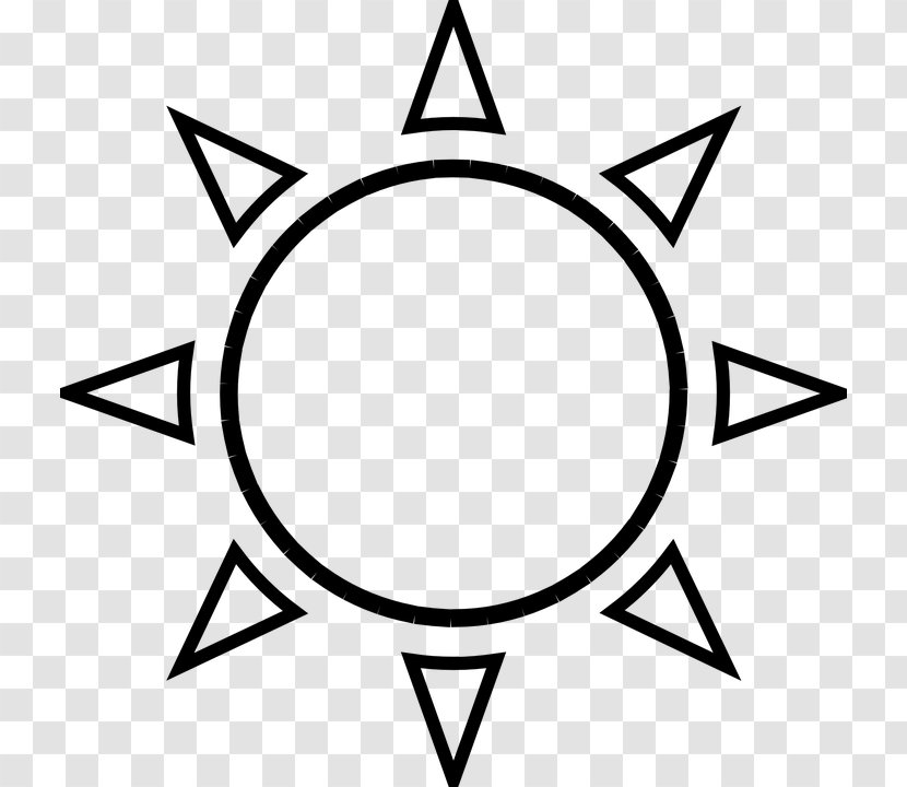 Black And White Thumbnail Clip Art - Area - Vector Sun Summer Transparent PNG