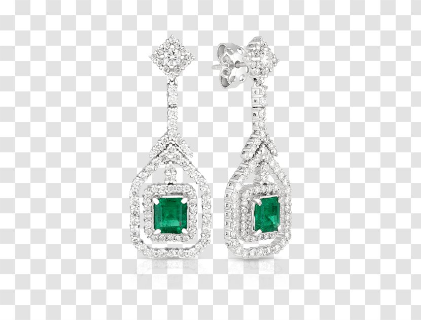 Emerald Earring Body Jewellery Silver - Frame - White Gold Earrings Transparent PNG