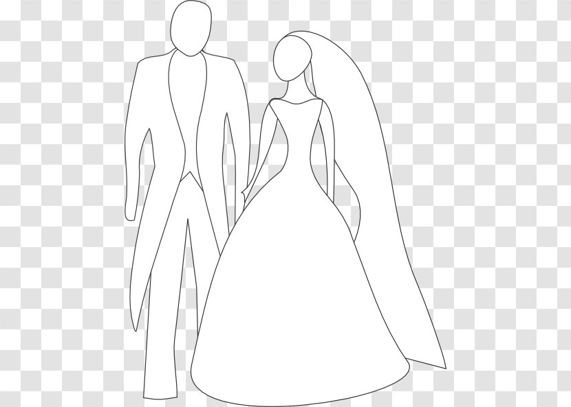 Morris Minor Bridegroom Drawing Clip Art - Silhouette - Bride And Groom Clipart Transparent PNG