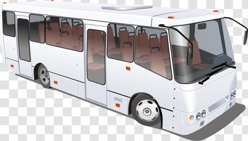 Minibus Coach Illustration - Commercial Vehicle - Vector Hand-painted Buses Transparent PNG