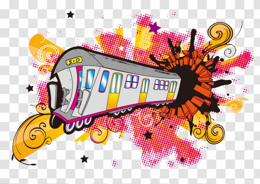 Train Rail Transport Rapid Transit Locomotive - Art - Rock And Roll Subway Car Transparent PNG