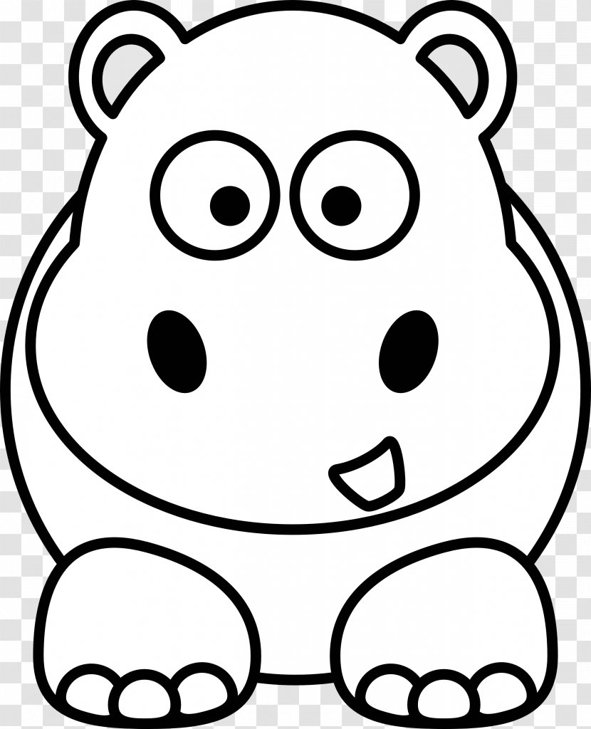 Black And White Animal Cartoon Drawing Clip Art - Heart - Hippo Pictures Transparent PNG
