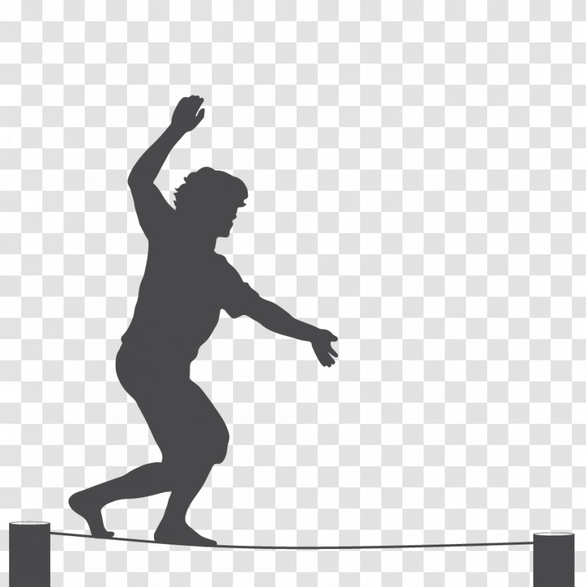 Silhouette Tightrope Walking Circus - Standing Transparent PNG