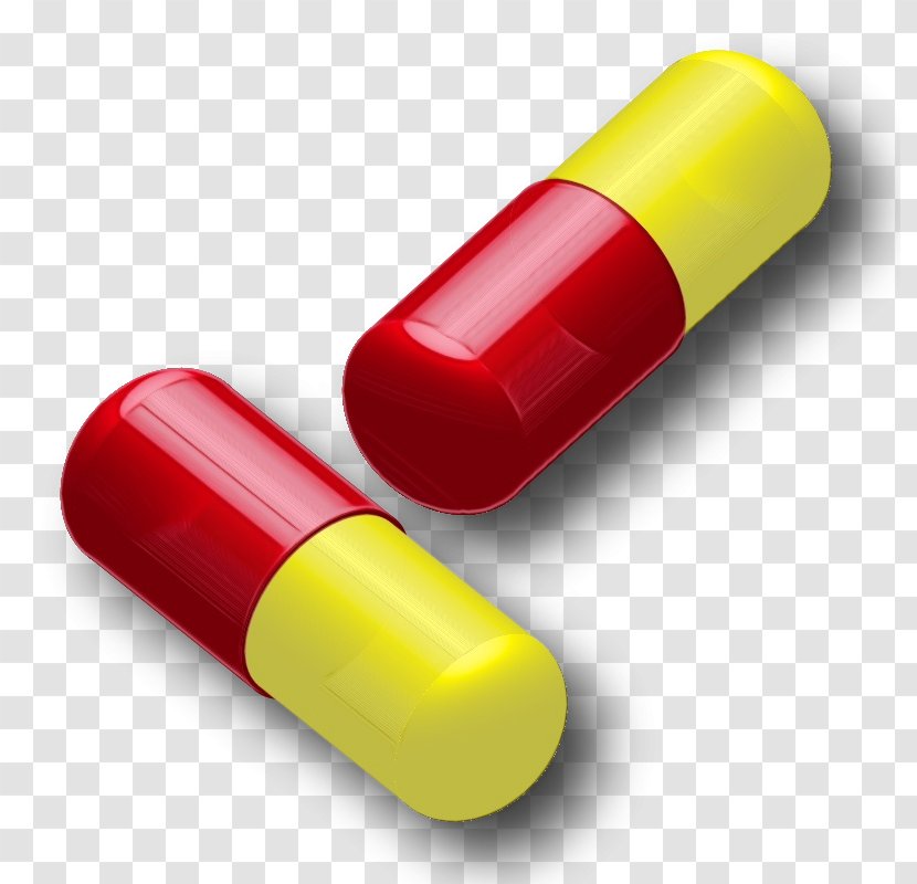 Pill Capsule Pharmaceutical Drug Yellow Medicine - Watercolor - Medical Material Property Transparent PNG