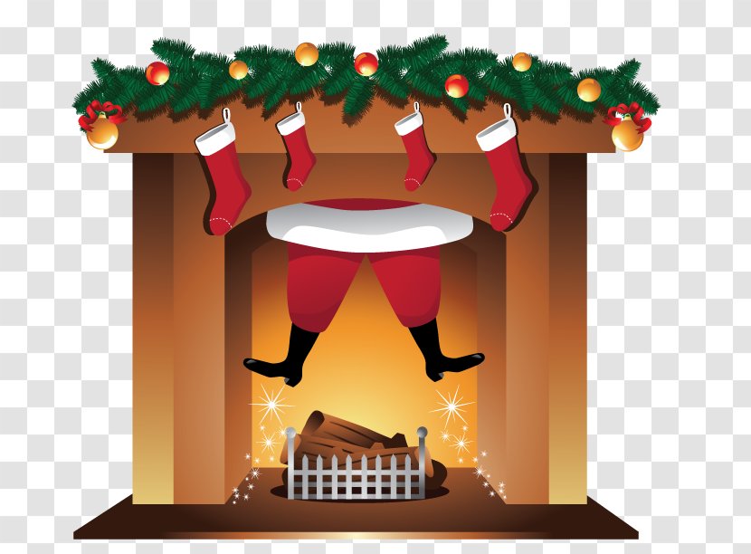 Santa Claus Fireplace Clip Art - Holiday Transparent PNG