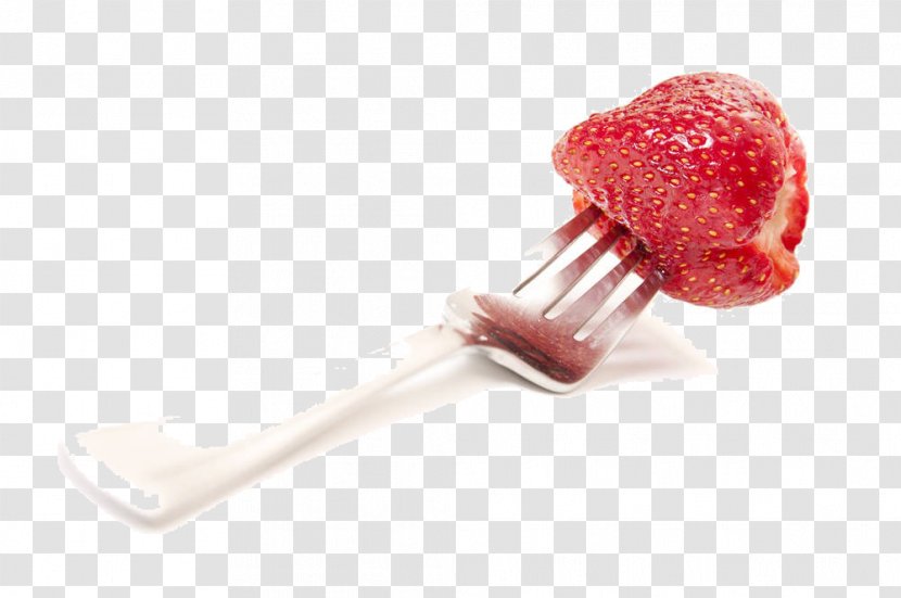 Ice Cream Cone Strawberry European Cuisine Aedmaasikas - Art - Cartoon Fork Transparent PNG