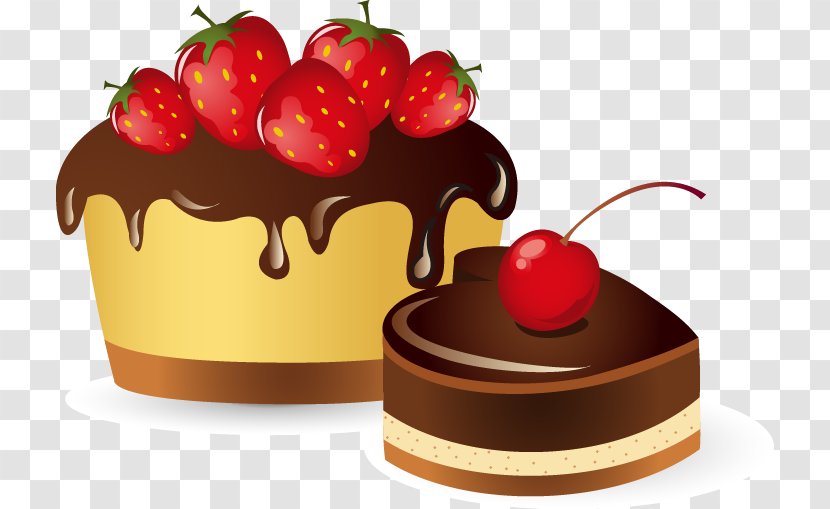 Birthday Cake Christmas Pudding Chocolate Fruitcake - Hand-painted Pattern Strawberry Transparent PNG