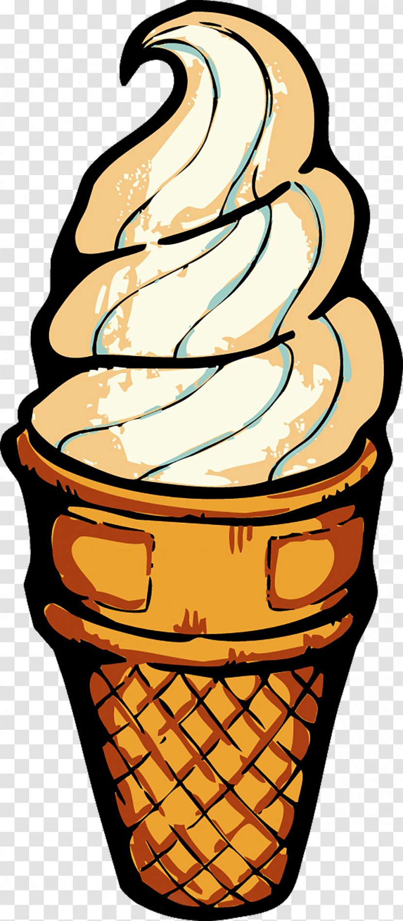 Ice Cream Cone Illustration - Frozen Dessert - Cartoon Transparent PNG