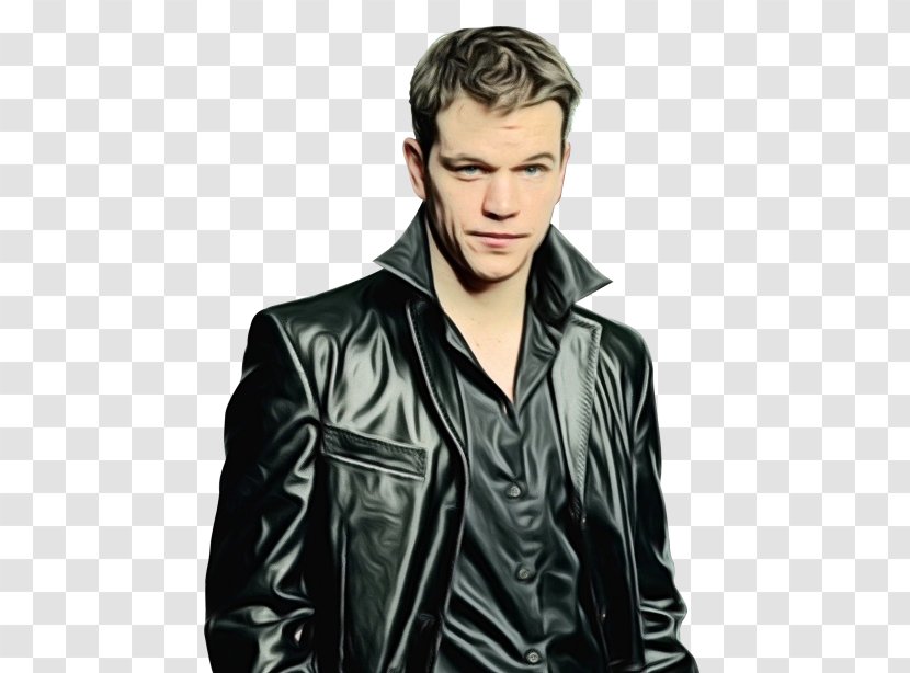 Matt Damon The Martian Bourne Actor - Leather Jacket - Sleeve Transparent PNG