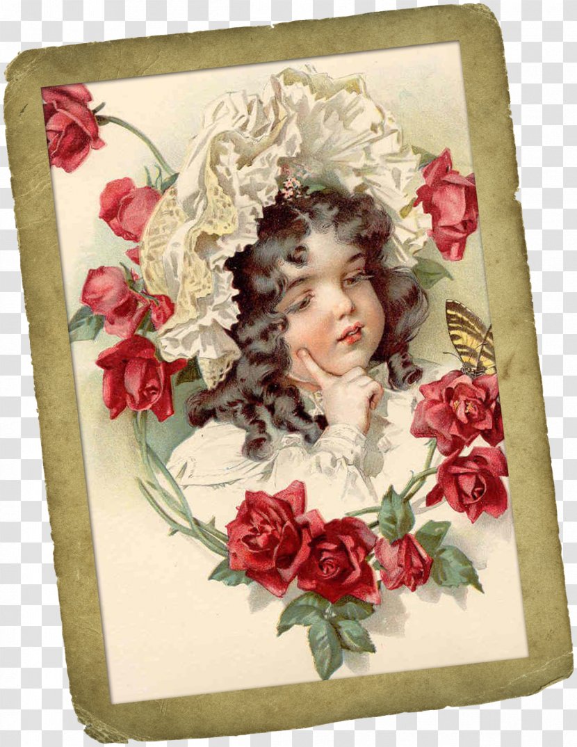 Victorian Era Paper Post Cards Greeting & Note - Flower - Vintage Transparent PNG