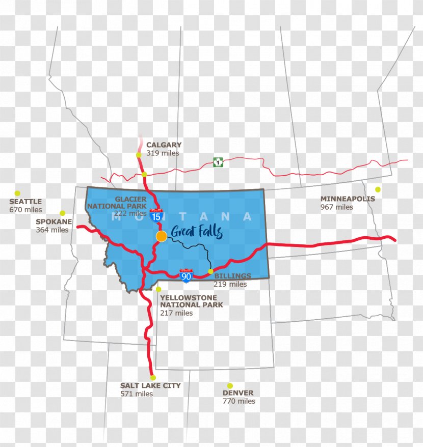 Great Falls Billings Shelby Glacier National Park Las Vegas - Map Transparent PNG