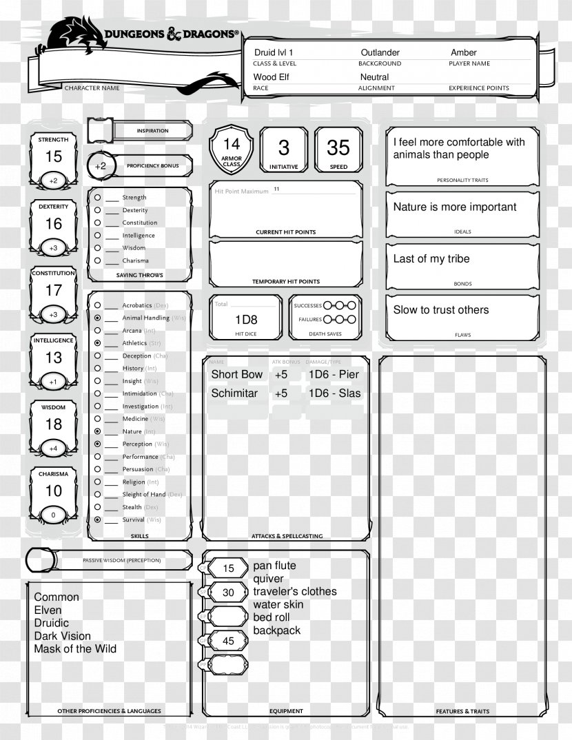 Dungeons & Dragons Player's Handbook Character Sheet Wizards Of The Coast Dungeon Crawl - Tabletop Roleplaying Game - Dragon Transparent PNG