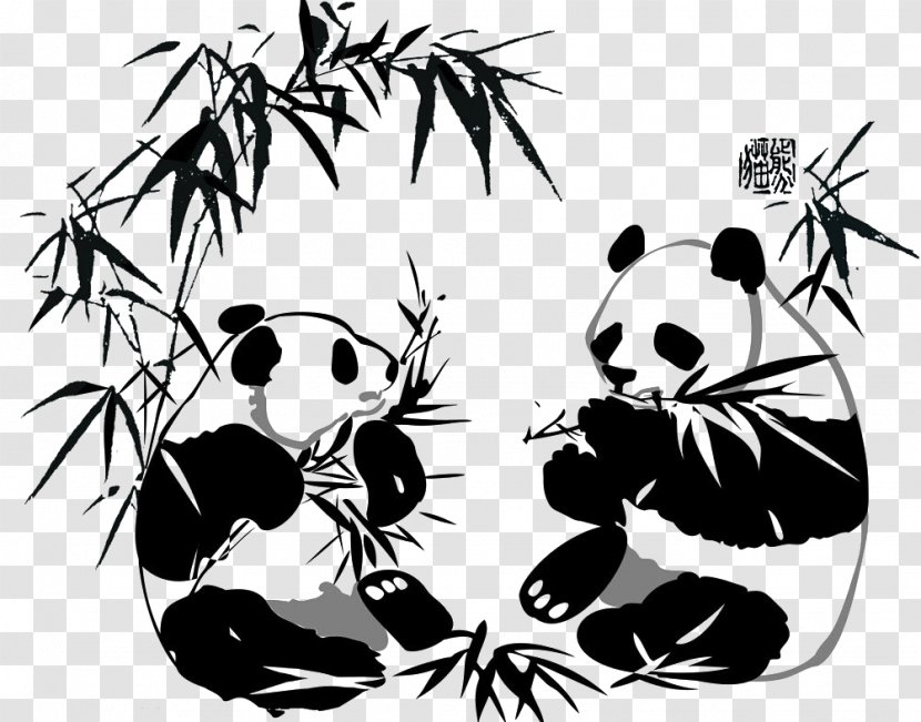 Giant Panda Paper Chinese Cuisine Take-out Car - Decal - Eating Bamboo Transparent PNG