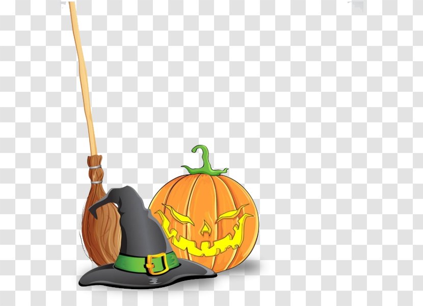 Pumpkin Magic Halloween Jack-o'-lantern Illustration - Cucurbita - Cartoons, Brooms, Hats And Lights Transparent PNG