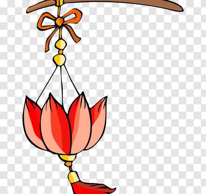 Lantern Cartoon Illustration - Flower - Orange Lotus Lamp Transparent PNG