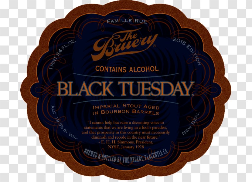 The Bruery Beer Russian Imperial Stout Bourbon Whiskey Transparent PNG