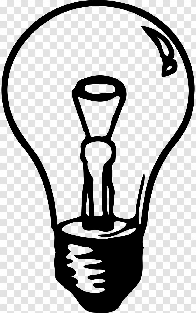 Incandescent Light Bulb Lamp Electric Clip Art - Monochrome Transparent PNG