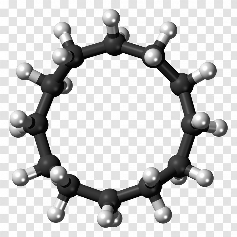 Cyclododecane Laser Organic Compound - Black And White - 3d Balls Transparent PNG