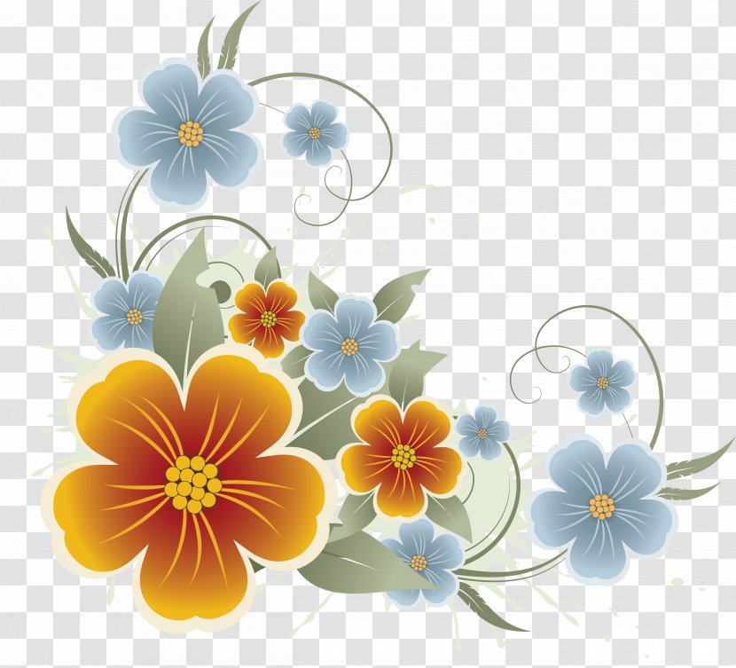 Flower Floral Design Clip Art - Blue Transparent PNG