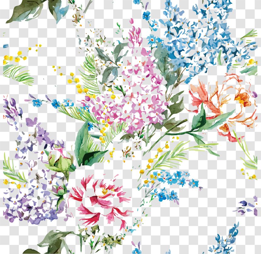 Flower Watercolor Painting Floral Design - Branch - Background Material Transparent PNG