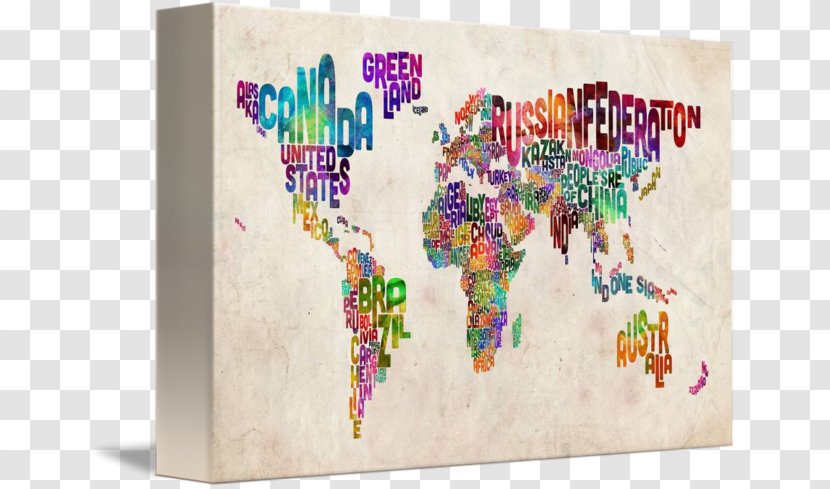 World Map Canvas Print Art - Work Of - Watercolor Transparent PNG