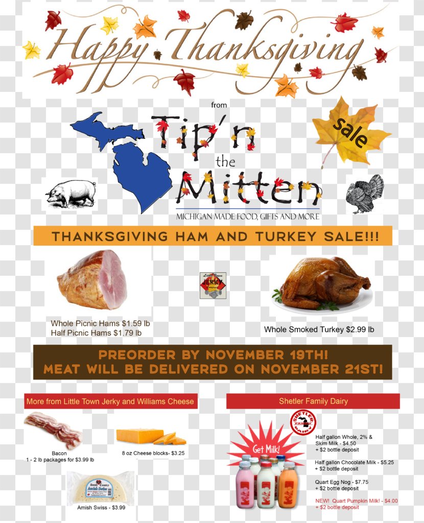 Steilacoom High School Tip'n The Mitten Lake Michigan Food - Thanksgiving Flyer Transparent PNG