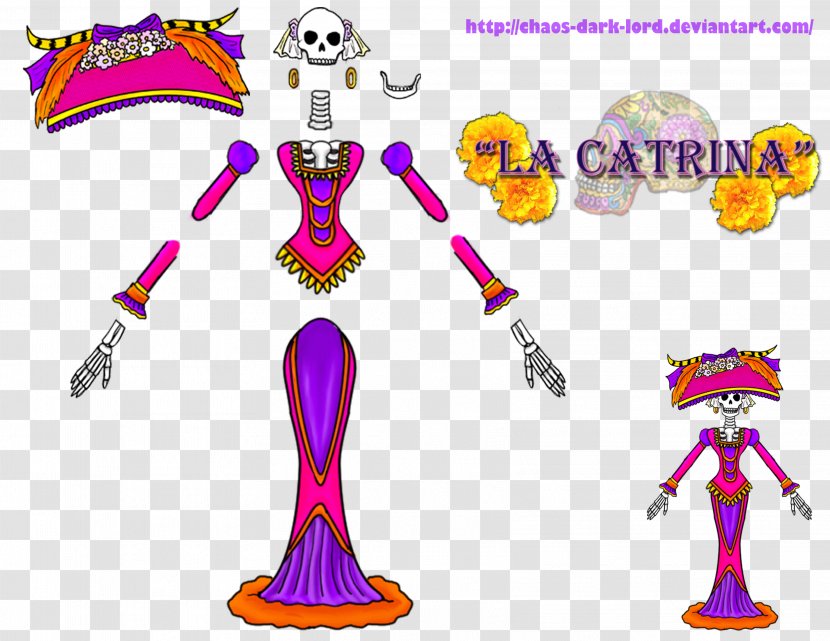 La Calavera Catrina Paper Day Of The Dead Drawing - Fictional Character - Dress Transparent PNG