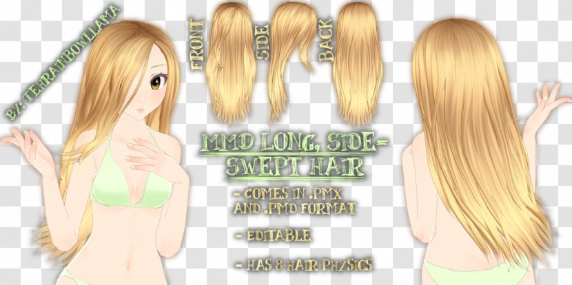 Human Hair Color MikuMikuDance Blond Body - Tree - Long Transparent PNG