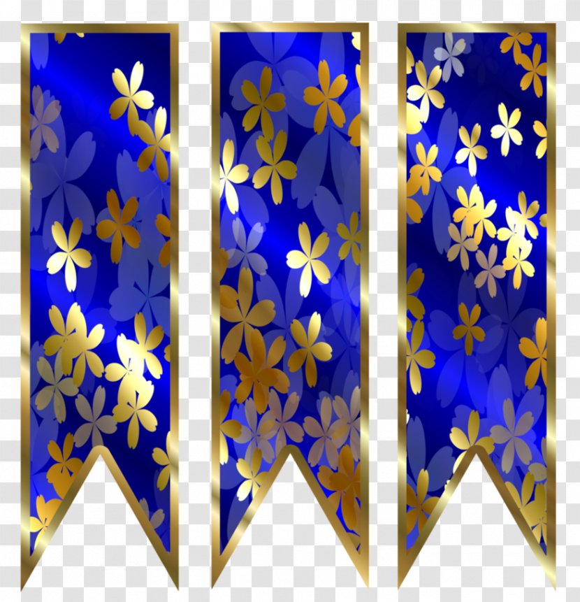Cobalt Blue Symmetry Star Pattern - Electric - Ribbon Banner Floral Transparent PNG