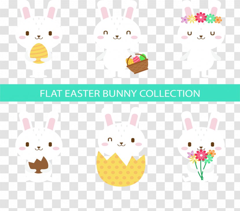 Easter Bunny White Rabbit European Clip Art - Six Rabbits Transparent PNG