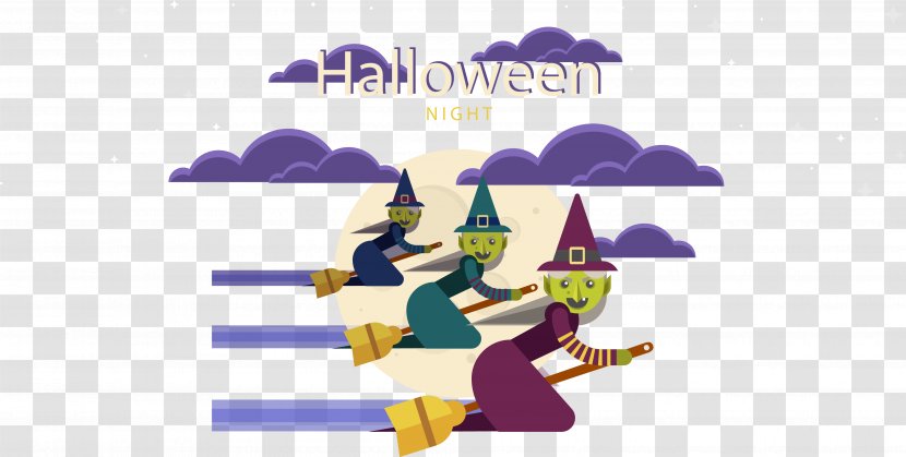 Halloween Flight Boszorkxe1ny Jack-o-lantern - Recreation - Flying Witch Transparent PNG