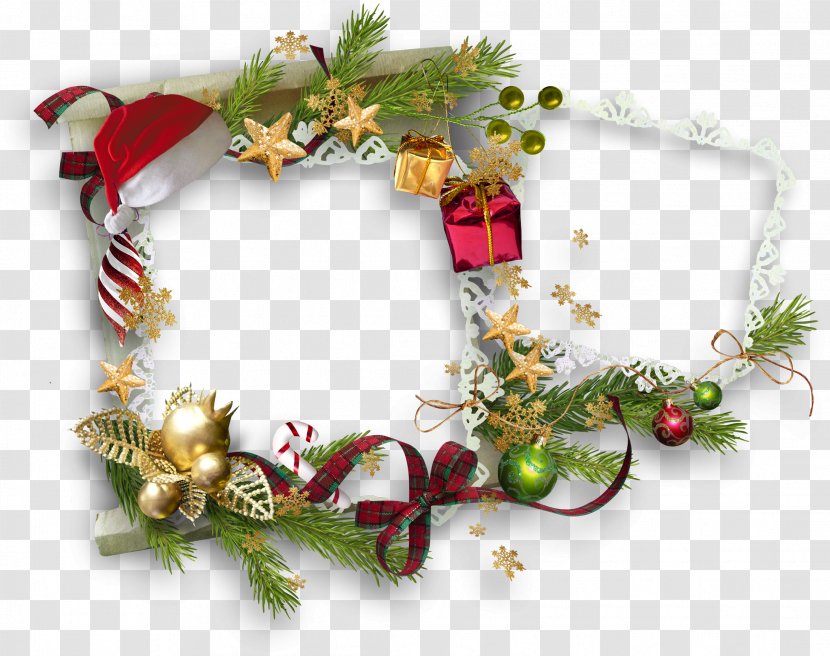 Christmas Ornament Wreath Day New Year Picture Frames - Gift Transparent PNG