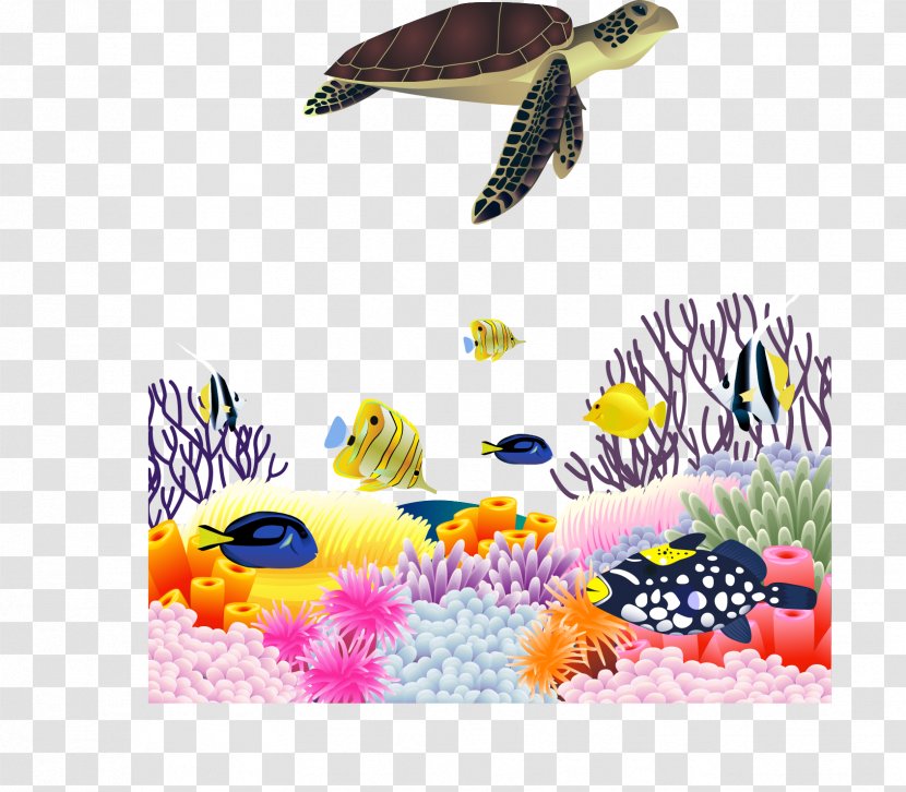 Sea Turtle Euclidean Vector - Vecteur - Marine Life Scenery Material Transparent PNG