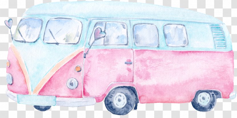 Bus Car Pink Automotive Design - Brand - Blue Transparent PNG