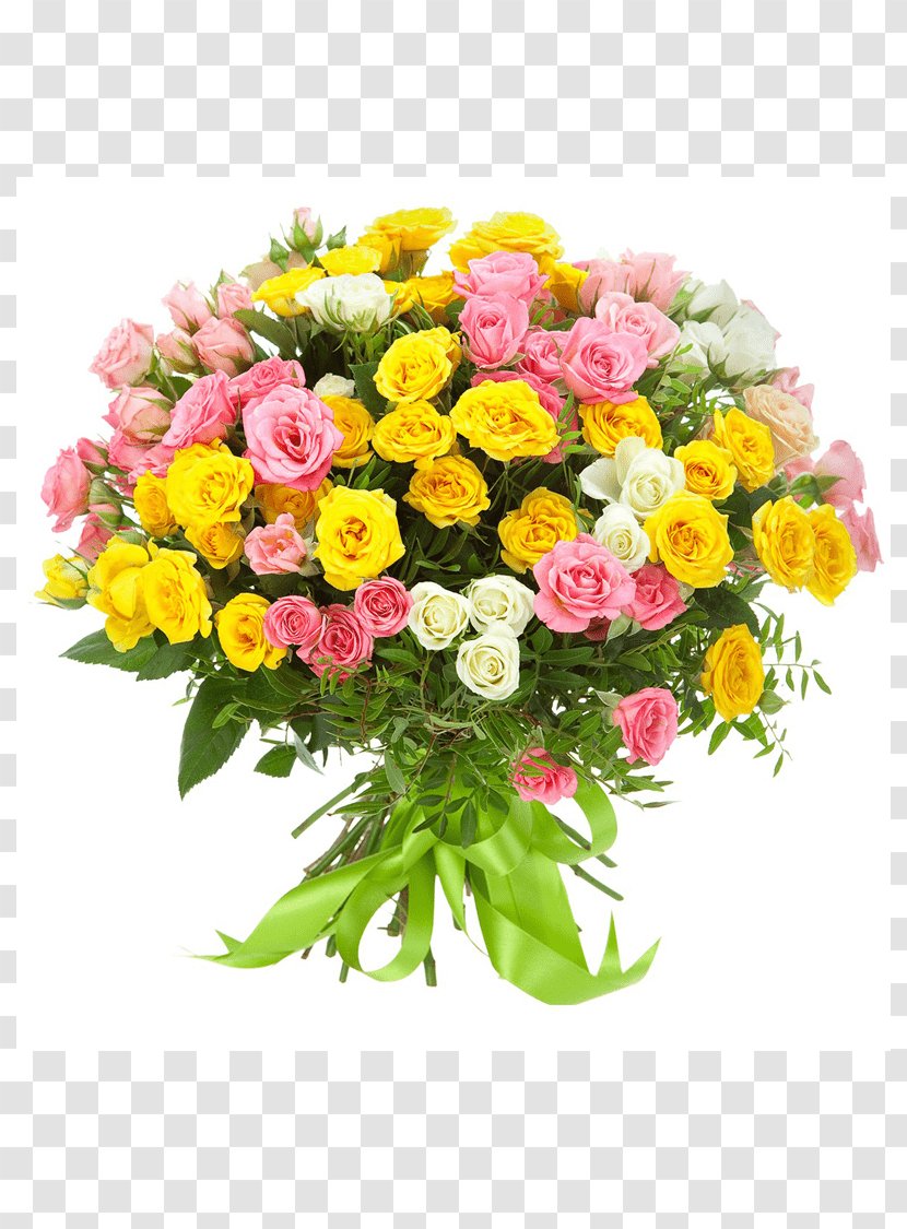 Flower Bouquet Garden Roses Yellow Pink - Tulip Transparent PNG