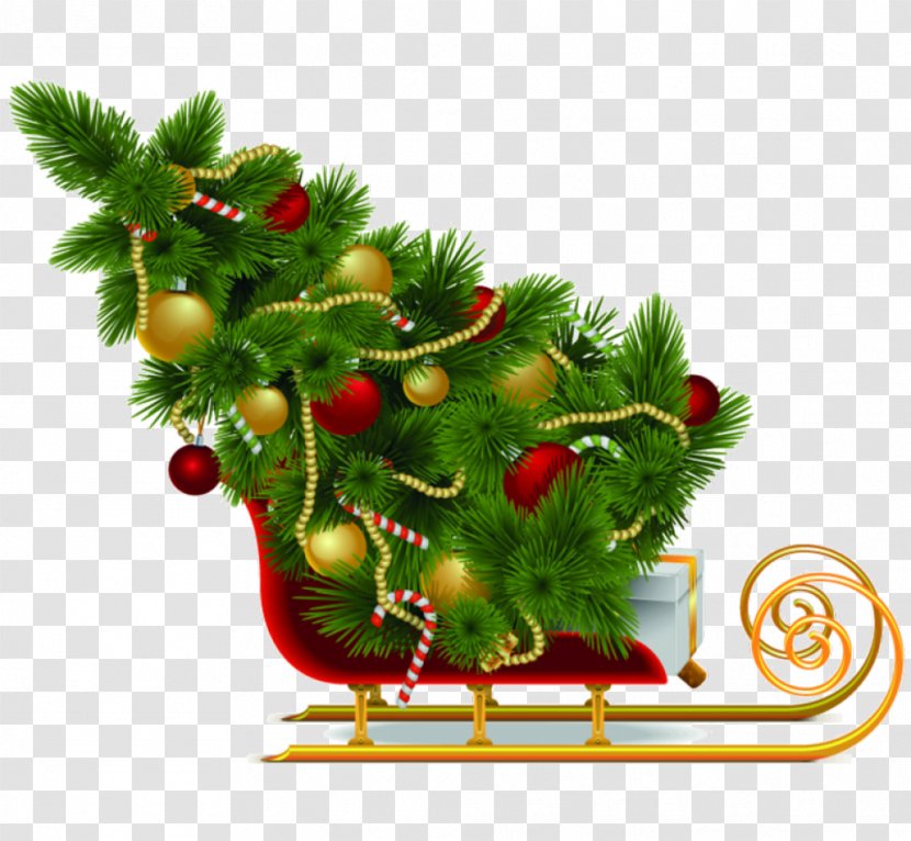 Santa Claus Christmas Tree Sled - Fir Transparent PNG