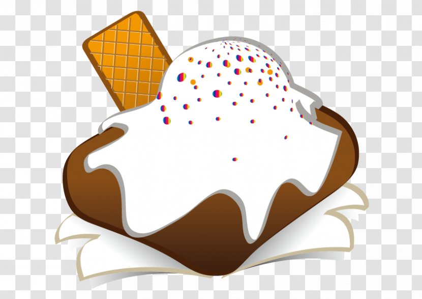 Ice Cream Cheesecake Icing Chocolate Brownie Sundae - Tableware - Vector Cookies Transparent PNG