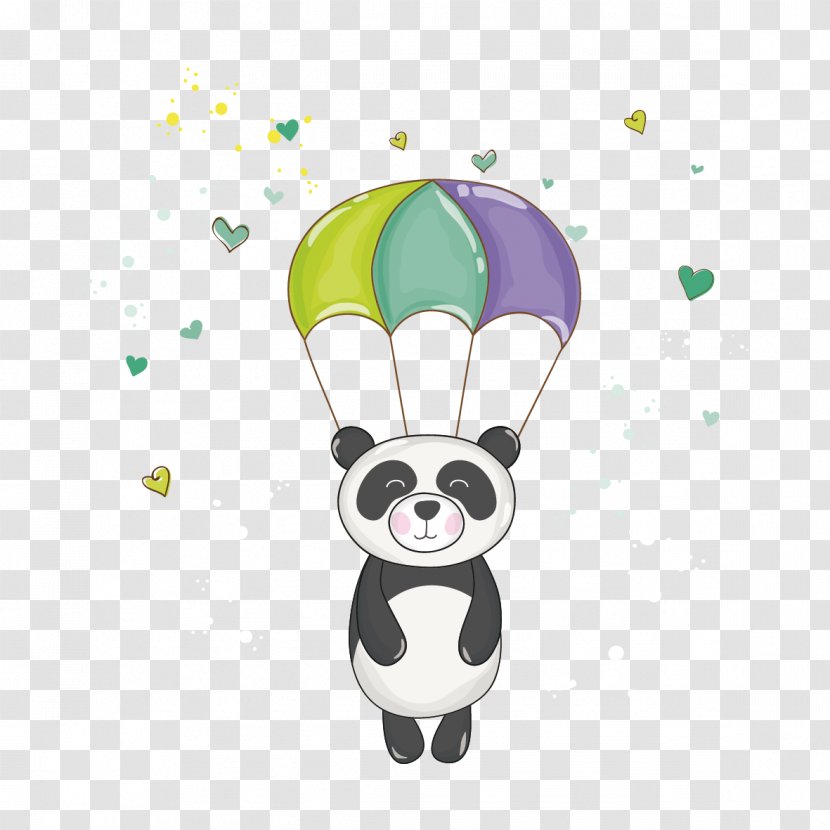 Giant Panda Bear Illustration - Silhouette - On Parachute Transparent PNG