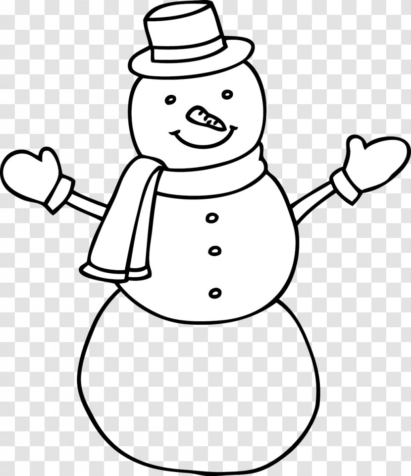 Snowman Coloring Book Christmas Pages Image Day - Black And White Transparent PNG
